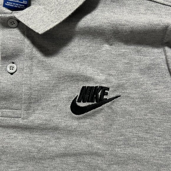Nike Polo Shirt Vintage Short Sleeve Swoosh Y2K Preppy Gray Men's size XXL - Picture 4 of 7